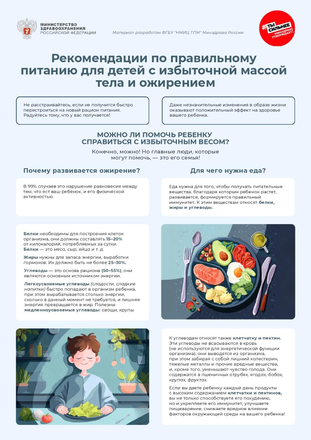 Рекомендации по правильному питанию детей с избыточной массой тела